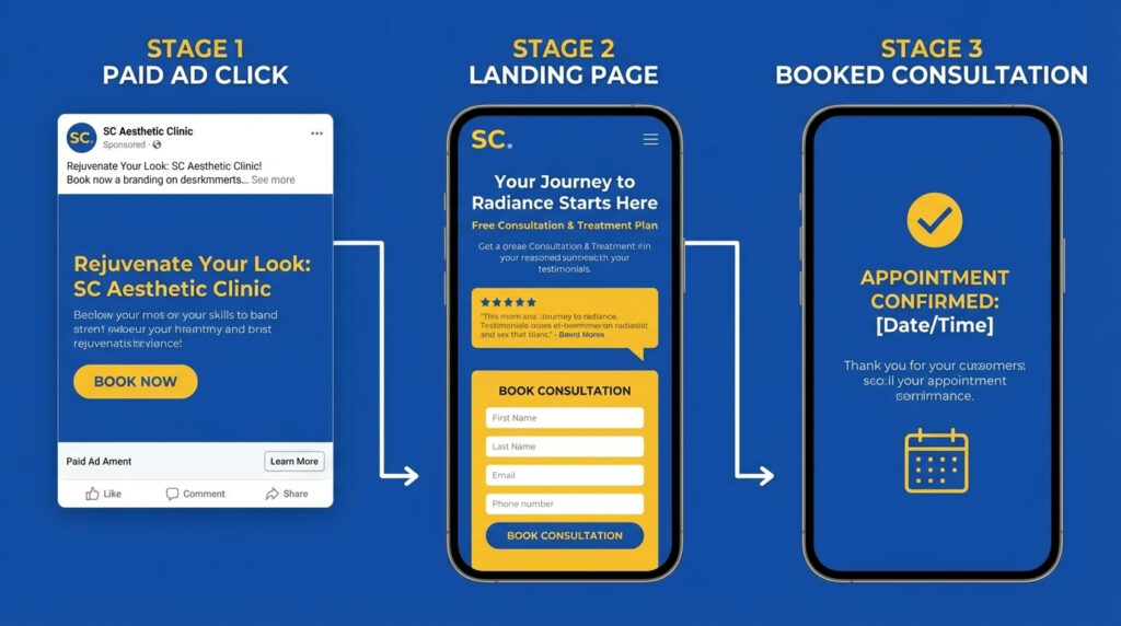 Lead generation funnel for aesthetic clinic paid advertising